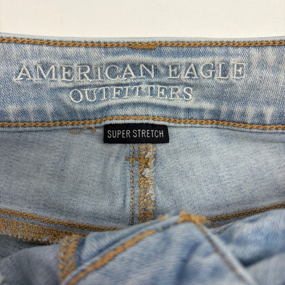 American Eagle Denim Micro Shortie  Shorts Size 4 Low Rise Lace Boho Festival - Picture 2 of 10